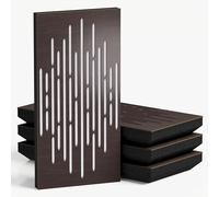 Set di 4 pannelli acustici decorativi stretti con tessuto vellutato | 50x25cm | Controllo del rumore e riduzione dell'eco | Assorbimento e diffusione sonora | [WAVE-F -Wengé | Bianco]