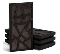 Set di 4 pannelli acustici decorativi stretti con tessuto vellutato | 50x25cm | Controllo del rumore e riduzione dell'eco | Assorbimento e diffusione sonora | [SKYROSS-F -Plastica nera | Marrone]