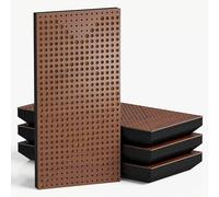 Set di 4 pannelli acustici decorativi stretti con tessuto vellutato | 50x25cm | Controllo del rumore e riduzione dell'eco | Assorbimento e diffusione sonora | [WILDS-F -Noce | Dorato]