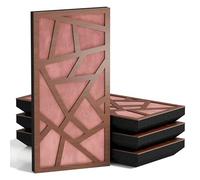 Set di 4 pannelli acustici decorativi stretti con tessuto vellutato | 50x25cm | Controllo del rumore e riduzione dell'eco | Assorbimento e diffusione sonora | [SKYROSS-F -Noce | Rosa]