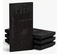Set di 4 pannelli acustici decorativi stretti con tessuto vellutato | 50x25cm | Controllo del rumore e riduzione dell'eco | Assorbimento e diffusione sonora | [WAVE-F -Plastica nera | Marrone]
