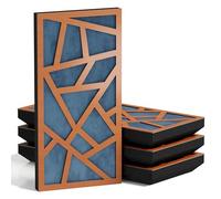 Set di 4 pannelli acustici decorativi stretti con tessuto vellutato | 50x25cm | Controllo del rumore e riduzione dell'eco | Assorbimento e diffusione sonora | [SKYROSS-F -Ciliegio | Blu]