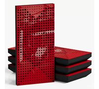 Set di 4 pannelli acustici decorativi stretti con tessuto vellutato | 50x25cm | Controllo del rumore e riduzione dell'eco | Assorbimento e diffusione sonora | [WILDS-F -Plastica rossa | Nero]