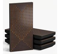Set di 4 pannelli acustici decorativi stretti con tessuto vellutato | 50x25cm | Controllo del rumore e riduzione dell'eco | Assorbimento e diffusione sonora | [WILDS-F -Wengé | Dorato]