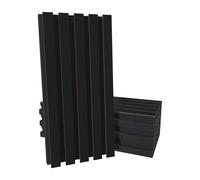 Set di 4 Pannelli acustici in legno a doghe (HDF) “Pole-HALF” | 50x25cm | Assorbimento e diffusione sonori | Riduzione del rumore e design elegante | [H-POLE - 53mm | Nero]