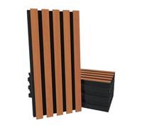 Set di 4 Pannelli acustici in legno a doghe (HDF) “Pole-HALF” | 50x25cm | Assorbimento e diffusione sonori | Riduzione del rumore e design elegante | [H-POLE - 53mm | Ciliegio]