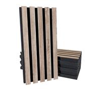 Set di 4 Pannelli acustici in legno a doghe (HDF) “Pole-HALF” | 50x25cm | Assorbimento e diffusione sonori | Riduzione del rumore e design elegante | [H-POLE - 53mm | Sonoma]