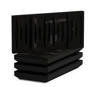 Set di 4 Pannelli acustici orizzontali stretti per assorbimento e diffusione sonori | 25x50cm | Assorbimento - Diffusione - Riflessione - Insonorizzazione | [PULSAR-H - 53mm | Plastica nera lucida]
