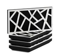 Set di 4 Pannelli acustici orizzontali stretti per assorbimento e diffusione sonori | 25x50cm | Assorbimento - Diffusione - Riflessione - Insonorizzazione | [SKYROSS-H - 53mm | Plastica bianca lucida]