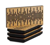Set di 4 Pannelli acustici orizzontali stretti per assorbimento e diffusione sonori | 25x50cm | Assorbimento - Diffusione - Riflessione - Insonorizzazione | [WAVE-H - 53mm | Rovere]