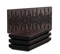Set di 4 Pannelli acustici orizzontali stretti per assorbimento e diffusione sonori | 25x50cm | Assorbimento - Diffusione - Riflessione - Insonorizzazione | [WAVE-H - 53mm | Wengé]