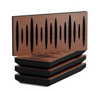 Set di 4 Pannelli acustici orizzontali stretti per assorbimento e diffusione sonori | 25x50cm | Assorbimento - Diffusione - Riflessione - Insonorizzazione | [PULSAR-H - 53mm | Noce]