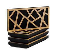 Set di 4 Pannelli acustici orizzontali stretti per assorbimento e diffusione sonori | 25x50cm | Assorbimento - Diffusione - Riflessione - Insonorizzazione | [SKYROSS-H - 33mm | Rovere]