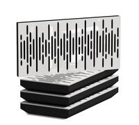 Set di 4 Pannelli acustici orizzontali stretti per assorbimento e diffusione sonori | 25x50cm | Assorbimento - Diffusione - Riflessione - Insonorizzazione | [WAVE-H - 53mm | Plastica bianca lucida]