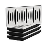 Set di 4 Pannelli acustici orizzontali stretti per assorbimento e diffusione sonori | 25x50cm | Assorbimento - Diffusione - Riflessione - Insonorizzazione | [PULSAR-H - 53mm | Plastica bianca lucida]