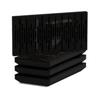 Set di 4 Pannelli acustici orizzontali stretti per assorbimento e diffusione sonori | 25x50cm | Assorbimento - Diffusione - Riflessione - Insonorizzazione | [WAVE-H - 53mm | Plastica nera lucida]