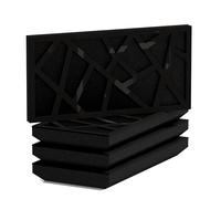 Set di 4 Pannelli acustici orizzontali stretti per assorbimento e diffusione sonori | 25x50cm | Assorbimento - Diffusione - Riflessione - Insonorizzazione | [SKYROSS-H - 53mm | Plastica nera lucida]