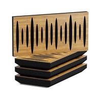 Set di 4 Pannelli acustici orizzontali stretti per assorbimento e diffusione sonori | 25x50cm | Assorbimento - Diffusione - Riflessione - Insonorizzazione | [PULSAR-H - 33mm | Rovere]