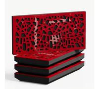 Set di 4 Pannelli acustici orizzontali stretti per assorbimento e diffusione sonori | 25x50cm | Assorbimento - Diffusione - Riflessione - Insonorizzazione | [P32-H - 33mm | Plastica rossa lucida]