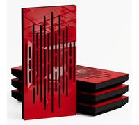 Set di 4 Pannelli acustici stretti per assorbimento e diffusione sonori | 50x25cm | Assorbimento - Diffusione - Riflessione - Insonorizzazione | [WAVE - 33mm | Plastica rossa lucida]