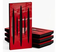 Set di 4 Pannelli acustici stretti per assorbimento e diffusione sonori | 50x25cm | Assorbimento - Diffusione - Riflessione - Insonorizzazione | [PULSAR - 53mm | Plastica rossa lucida]