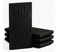 Set di 4 Pannelli acustici stretti per assorbimento e diffusione sonori | 50x25cm | Assorbimento - Diffusione - Riflessione - Insonorizzazione | [WAVE - 53mm | Nero]