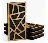 Set di 4 Pannelli acustici stretti per assorbimento e diffusione sonori | 50x25cm | Assorbimento - Diffusione - Riflessione - Insonorizzazione | [SKYROSS - 53mm | Rovere]