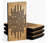 Set di 4 Pannelli acustici stretti per assorbimento e diffusione sonori | 50x25cm | Assorbimento - Diffusione - Riflessione - Insonorizzazione | [WAVE - 33mm | Rovere]