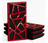 Set di 4 Pannelli acustici stretti per assorbimento e diffusione sonori | 50x25cm | Assorbimento - Diffusione - Riflessione - Insonorizzazione | [SKYROSS - 33mm | Plastica rossa lucida]