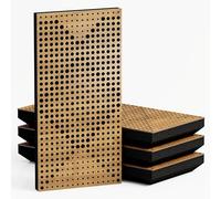 Set di 4 Pannelli acustici stretti per assorbimento e diffusione sonori | 50x25cm | Assorbimento - Diffusione - Riflessione - Insonorizzazione | [WILDS - 53mm | Rovere]