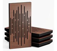 Set di 4 Pannelli acustici stretti per assorbimento e diffusione sonori | 50x25cm | Assorbimento - Diffusione - Riflessione - Insonorizzazione | [WAVE - 53mm | Noce]