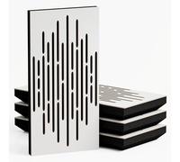 Set di 4 Pannelli acustici stretti per assorbimento e diffusione sonori | 50x25cm | Assorbimento - Diffusione - Riflessione - Insonorizzazione | [WAVE - 33mm | Bianco]
