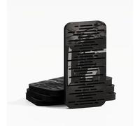 Set di 4 Pannelli acustici stretti per l'assorbimento e la diffusione del suono | 46x23 cm | Diffusione - Riflessione - Insonorizzazione | Colore delle piastre: [WAVE-18 | Plastica nera lucida]