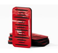 Set di 4 Pannelli acustici stretti per l'assorbimento e la diffusione del suono | 46x23 cm | Diffusione - Riflessione - Insonorizzazione | Colore delle piastre: [COLUMBIA-18 | Plastica rossa lucida]