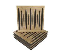 Set di 4 pannelli fonoassorbenti con diffusione | 50x50x5cm | Assorbimento - Diffusione - Riflessione - Insonorizzazione | Legno laminato perforato: [x4 PULSAR | Rovere]