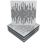 Set di 4 pannelli fonoassorbenti con diffusione | 50x50x5cm | Assorbimento - Diffusione - Riflessione - Insonorizzazione | Plastica perforata: [x4 WAVE | Plastica bianca lucida]