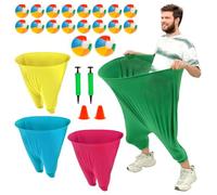 Set di 4 pantaloni per la nonna, Freaky Party Games, con 18 palline che saltano, 2 pompe, 2 secchi, 80 x 100 cm, giganti giochi di lancio per il tempo libero per adulti, famiglia, cortile e feste