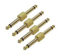 Set di 4 pedali per chitarra, con attacco dritto, tipo 1/4 di pollice (0,635 cm), connettori in rame TS su jack per pedale, piastra per pedali, con placcatura dorata, 6,35 mm