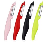 Set di 4 pelapatate girevoli per frutta e verdura, lama in acciaio inox con manico antiscivolo, ottima presa, utensile da cucina per patate e mele