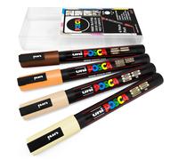Set Di 4 Pennarelli Acrilici Uni POSCA PC-3M Con Porto Caldo Neutro