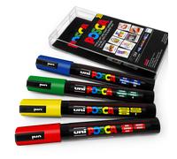 Set Di 4 Pennarelli Colorati Uni Posca PC-5M In Wallet Di Plastica