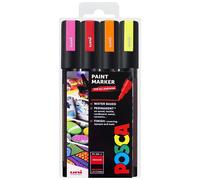 Set Di 4 Pennarelli Illuminanti Uni Posca PC-5M In Portafoglio
