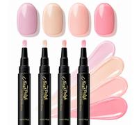 Set di 4 pennarelli per unghie, ad asciugatura rapida, con olio di ricino e vitamina E, gelatina, viola, rosa, nude e rosa baby, per manicure fai da te, smalto a lunga durata