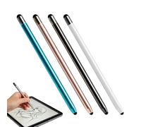 Set di 4 penne per tablet universali per touch screen, pennino capacitivo 2 in 1, per iPad Samsung Galaxy Smartphones Tablet con 8 punte di ricambio (bianco, nero, rosa, blu)