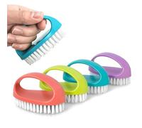 Set di 4 pennelli per unghie, in plastica, per la pulizia delle unghie, manico ergonomico, spazzole per unghie resistenti con setole in nylon resistente, spazzola per unghie in plastica multicolore