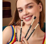 Set di 4 pennelli trucco neri con motivo Doni della Morte, con custodia, regalo Fibra