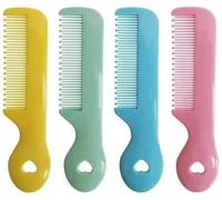 Set di 4 pettini a punta rotonda per bambini, delicati per cuoio capelluto sensibile, grazioso manico colorato con intaglio a cuore, strumento per la toelettatura della cameretta dei bambini, per