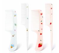 Set di 4 pettini per capelli carini, Pettine per Bambini Fragola & Gelato, Mini Pettini Denti Fini & Coda, per Donne, Ragazze, Bambini, Tutti i Tipi di Capelli