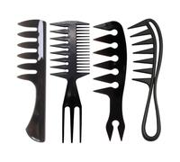 Set di 4 pettini professionali Peines De Barberia a doppia coda laterale per lo styling dei capelli da uomo a denti larghi per barbiere da uomo extra para cabello hombre pettini (nero)