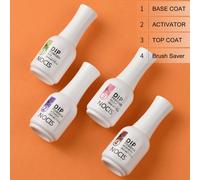 Set di 4 pezzi/20ml di polvere gel per dip, include base coat, top coat, attivatore e borsa porta pennelli, set essenziale per arte di unghie con polvere dip (passaggi 1-4), set per arte di unghie acr